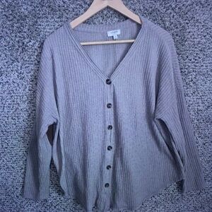Waffle Knit Button-Front Women’s Sweater Cardigan - Taupe
